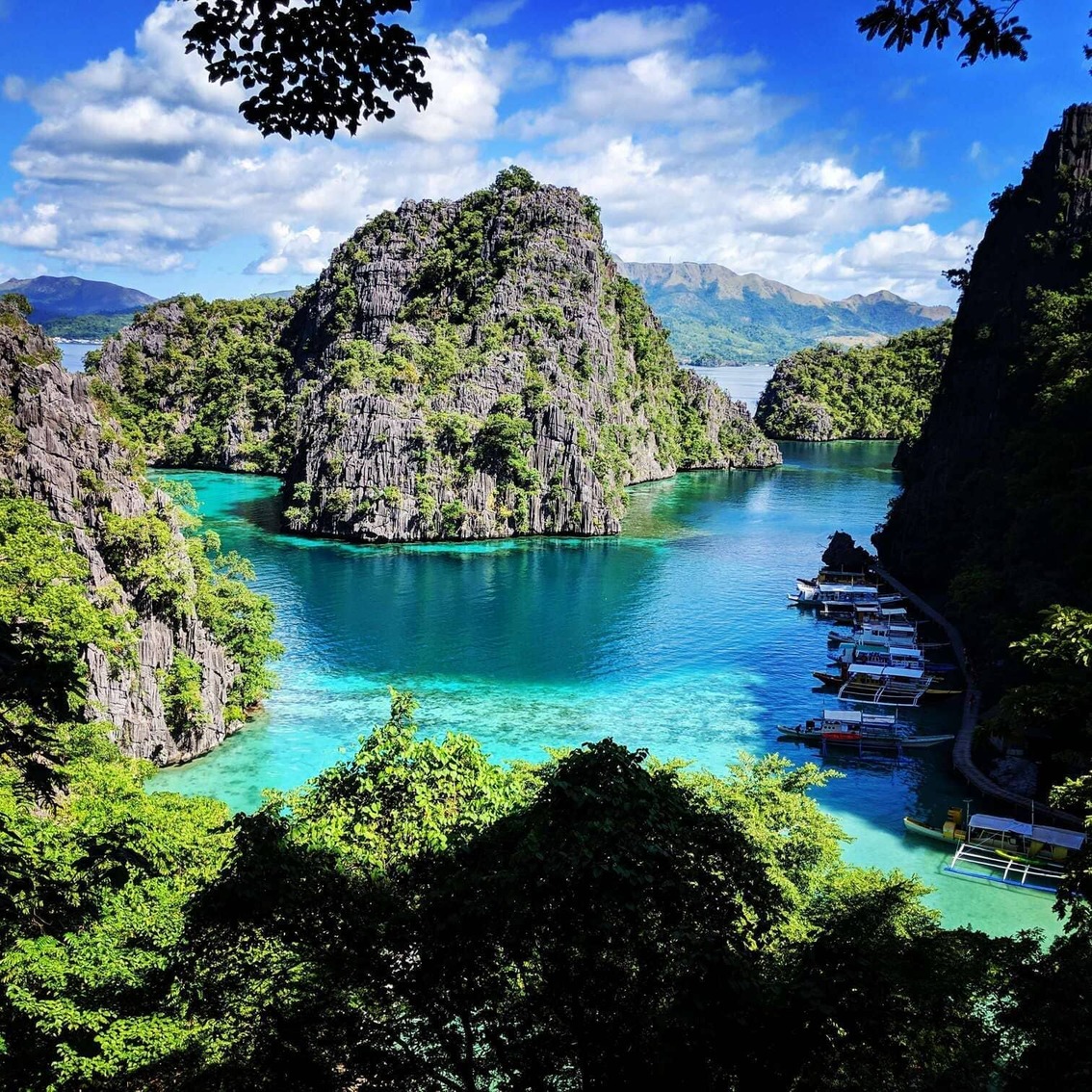 Urlaub in Thailand Grün bewachsene Tuffsteinfelsen im Meer